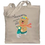 Shirtracer Kindergarten Geschenk Outfit - Hier komme ich! 2021 - Bär auf Roller - schwarz - Unisize - Naturweiß - WM101 - WM101 - Stoffbeutel aus Baumwolle Jutebeutel lange Henk