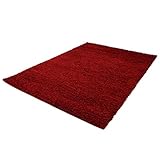 ayshaggy Shaggy Teppich Hochflor Langflor Einfarbig Uni Rot Weich Flauschig Wohnzimmer, Größe: 133 x 190