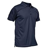 KEFITEVD Outdoor Polo T-Shirt Herren Golf Jagd Kleidung Robust Quick Dry Funktionsshirt Männer Arbeitsshirt Sommer Sportshirt Unifarben mit Kragen Freizeitshirt Dunkelblau 2XL