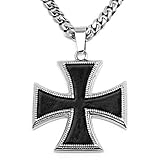 Schmuck-Checker Eisernes Kreuz Anhänger aus Edelstahl silber schwarz Deutscher Orden Panzerkette Halskette Bikerschmuck Männer Herren Schmuck Geschenk