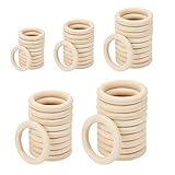 BELLE VOUS Natürliche Holzringe zum Basteln (50er Pack) In verschiedenen Größen (70mm, 65mm, 50mm, 40mm, 30mm) Unbehandelter Holzring Basteln, Makramee Zubehör & Handwerk, Deko, Schmuckherstellung