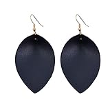 Lazzboy Ohrringe Frühling Sommer Blatt Leder Teardrop böhmischen Tropfen Trendy Schmuck(Schwarz)