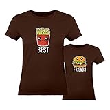 Shirt-Panda Herren Freundschaft T-Shirt · Best Friends · Unisex Partner Tshirt · Liebe Shirt · Burger Pommes Funshirt · 100% Baumwolle · fair und nachhaltig · Best - Braun (Druck Weiß) L