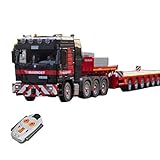 PEXL Technik LKW mit Anhänger, Technik LKW mit Fernbedienung und 7 Motoren, 6250 Klemmbausteine Technik Truck groß MOC Bausteine Kompatibel mit Lego T