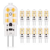 DiCUNO G4 LED Lampen, 1.5W G4 LED Birnen, Warmweiß 3000K, 180LM, Ersatz für 12, 20W Halogenlampen, 12V Glühlampen kein Flackern nicht dimmbar, LED Stifsockellampen, kleine Glühbirnen, 10er-S