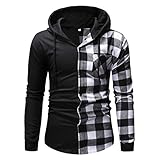 YUPENG Herren Langarm Kariertes Herbst Winter Kapuzenpullover Herren Hoodie Sweatshirt Warm Bequem Weich Sport Freizeit Kapuzenhemd Top Outwear Bluse XXL