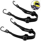 AMACOAM Fahrrad Spanngurt Spanngurte mit Haken Gepäckträger Spanngurt Verstellbar Spanngummi mit Haken Gepäckspanner Gepäckträger Fahrradgurt für Motorradhelm Fahrradgepäck 60cm-104cm Schwarz 2 Stück