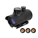 ESSLNB Red Dot Visier 11mm/22mm Schiene Airsoft Visier Leuchtpunktvisier Rotpunktvisier mit 3 Absehen und Schutzkappe für Jagd Softair und Armb