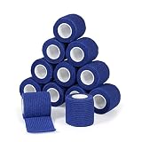 Haftbandage Verband Selbstklebender 5cm x 4,5m, 12 Rollen Fixierbinde Selbsthaftend Kohäsive Bandage für Erste Hilfe Dog Tierarztwickelband Sport Elastische Binde für Handgelenk, Füße (Blau)