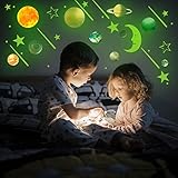 goodjinHH 01 Fenstersticker Leuchtende Luminous Star Dot Astronaut Planet Luminous Wandaufkleber Selbstklebende Papierdekoration Aufkleber DIY-Dekoration Fensterbilder Fensteraufkleber Deko (#05)