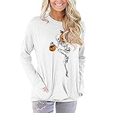 Damen Halloween Langarmshirts Rundhals T Shirts Blusen Herbst Winter Basic Tunika Sw