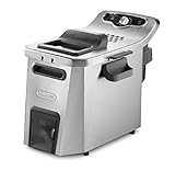 De'Longhi F44532.CZ PremiumFry Fritteuse, 1,5 kg Fassungsvermögen, Easy Clean System, Kaltzonen Heizelement, Edelstahl, 3200 Watt, 5 liters, Silb