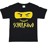 Kinder T-Shirt Schulkind ABC-Schütze Schultüte schwarz Zuckertüte Geschenk (122/128)