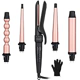 Lockenstab Set 5 in 1 Curling Iron Beach Waves Große Locken mit Glätteisen Haarglätter Welleneisen Lockenwickler Einstellbare Temp