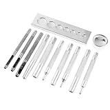 ZAOPP 12pcs Snapniet-Befestigungs-Schaltflächen Installation Tool Kit DIY. Leather Crafts Hand Punch Tool Set DIY. Materialzubehör (Color : Silver)