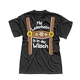 T-Shirt Oktoberfest Lederhose Kostüm Volksfest Tracht 13 Farben Herren XS-5XL München Wiesn Festzelt O'zapft Maß Krug Dirndel, Größe:M, Farbe:schwarz - Logo W