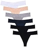 Sunm Boutique 6er-Pack Damen Baumwolle Spitze Tanga Niedrige Taille Spitze Strings Ice Silk Spitze Unterwäsche Bequem Unterkleidung (M, Mehrfarbig