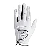 Gmax Golf Handschuh für Damen und Herren aus echtem Cabretta Leder, für Rechtshänder, Linke Hand, weiß in verschiedenen Größen S-XL