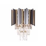 Siet Postmoderne Wandlampe Kristall Lampenschirm Schwarze Metallleuchte, Wohnkultur Wandleuchte E14 Schlafzimmer Nachttischlampen, Esszimmer Wohnzimmer Hotel Kopfteil L