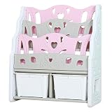 XIANGE100-SHOP Kinderbücherregal Einfaches Bücherregal nach Hause Fußboden-Bilder-Album Display Rack Lagerung Nursery Umweltschutz PE Kunststoff Buch-Regal-Rack (Color : Pink)