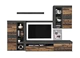 Möbel Jack Wohnwand Anbauwand Wohnzimmerschrank 5-TLG. | Dekor | Old Wood | Braun | G