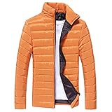 shesuseke Gesteppte Steppjacke aus Baumwolle für Herren, leichte Männer Herbst Winter Baumwolle Stehkragen Warm Reißverschluss Winter Dicke Mantel Jacke, MJJ01#Orange, 5X-Larg