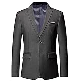 Anzüge Herren Revers Slim Fit Einfarbig Jacke Herren Moderner Business Urban Style Übergangsjacke Herren Gastgeber Hochzeit Bankett Work Anzüge Jacke Herren E-Grey 6XL