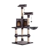 jiji Katzenklettergerüst aus kurzem Flanell, Katzenbaum, Katzenwohnung mit Sisal-Haltegriffbrett, Möbelbrett, leicht zu pflegen, Katzenturm, Katzennest, Katzenkrabbelrahmen (Farbe: Grau)