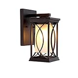 MUBAY Außenwandhalterung wasserdichte Wandleuchte Outdoor-Garten Wandleuchte wetterfeste Quadratische Wand mit Glas Lampenschirm E27 Sockelguss Aluminium-Wandlampe (Color : 345mm)