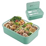 Dörrautomaten Lunch Box,3-Fach Sealed Bento Box -1000ML,Besteck Brotdosen for Kinder Erwachsene Arbeits Schule Picknick Reise,Mikrowelle und Spülmaschinenfest Mahlzeit Prep Container (Grün) Snacks fü