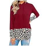 Hoodie Damen Kapuzenpullover Herbst Winter Frauen Freizeit Sport Langarm Sweatshirt Streetwear Kapuzenpulli Tops Warm Pullover V-Ausschnitt Kapuzenpullover Knopfleiste Ausschnitt Lose Casual Ob