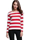 MSBASIC Gestreiftes Langarm Tops Damen Shirt Langarm Shirt Halloween Damen Waldo Kostüm Rot Und Weiß M