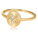 Sonline Handgemachter Blumen, Minimalistischer Statement mit Botanischem Graviertem Zartem Personalisiertem Schmuck Geschenk für F