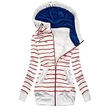 Hirolan Damen Zip Hoodie Basic Hoodie Mit ReißVerschluss Hooded Jacket Wintermantel Feste NäHte Kordelzug Kapuzen Slim Fashion Jacke Mantel Outwear Vintage Fendt Jacke üBergangsjack