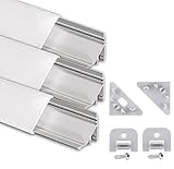 LED Aluminium Eckprofil 3 Meter I LED Alu Profile 45 Grad I Aluminiumprofil für LED Stripes I Lichtleiste I 3x 1m Komp