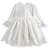 TTYAOVO Blumenmädchen Kleid Mädchen Spitze Prinzessin Party Pageant Tüll Sommer Vintage Kleid Größe (100) 2-3 Jahre 670 Beig