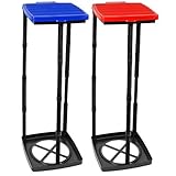 com-four® 2X Müllsackständer mit Deckel in blau und rot, Abfallbehälter in 3 Verschiedene Höhen montierbar (Deckel - blau + rot)