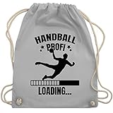 Shirtracer Kinder Sport Kleidung - Handball Profi Loading - schwarz Jungen - Unisize - Hellgrau - Geschenk - WM110 - Turnbeutel und Stoffbeutel aus Baumw