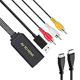 Tihokile Konverter RCA auf HDMI, AV 3RCA Composite Audio Video CVBS auf HDMI720/1080P unterstützt PAL/NTSC, mit Micro-USB-Kabel, kompatibel mit HDTV VHS DVD
