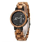 Kim Johanson Damen Holz-Edelstahl Armbanduhr *Dark Week* mit Datum- & Tagesanzeige Handgefertigt Quarz Analog Uhr inkl. Geschenkbox