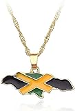 banbeitaotao Halskette mit Nationalflagge Anhänger Halskette für Frauen Jamaika Nigeria Ghana Jamaika Guyana Karten Halsketten County Schmuck Geschenk