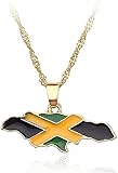 banbeitaotao Halskette mit Nationalflagge Anhänger Halskette für Frauen Jamaika Nigeria Ghana Jamaika Guyana Karten Halsketten County Schmuck Geschenk