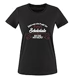 Comedy Shirts - Egal was die Frage ist, Schokolade ist die Antwort. - Damen T-Shirt - Schwarz/Weiss-Rot Gr. M