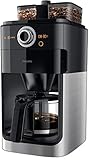 Philips Grind und Brew HD7769/00 Filterkaffeemaschine (mit Mahlwerk, Timer, doppeltes Bohnenfach) edelstahl/schw