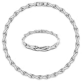 SoulCats® traumhaftes Set Edelstahl Collier und Armband Silber matt g