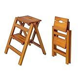 Step Stool Tritthocker 2-stufige Tragbare Klapptritthocker, Holzküchen-Schwerlast-Klappleitern mit Griff, für Schlafzimmer, Zuhause, Büro, Balk