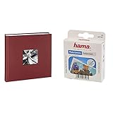 Hama Fotoalbum Jumbo 30x30 cm (Fotobuch mit 100 weißen Seiten, Album für 400 Fotos zum Selbstgestalten und Einkleben) bordeaux & Fotoecken (500 Stück, selbstklebend) transparent, weiß
