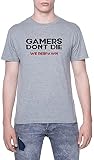 Gamers Dont Die We Respawn T-Shirt Herren Kurzarm Grau Men Grey Tee 3XL
