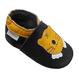 Bemesu Weiche Sohle Leder Babyschuhe Lauflernschuhe Krabbelschuhe Kleinkind Kinderschuhe Hausschuhe Schwarz Tiger (S, 0-6 M, EU 18-19)