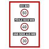 50 Geburtstag Schild als lustige Geburtstagskarte - Geschenk für Männer und Frauen - Deko für den 50er Geburtstag - 20 x 30